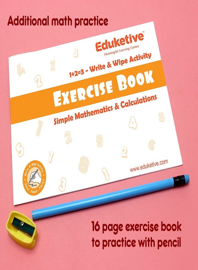 Eduketive لعبة تعليمية قابلة لإعادة الاستخدام من إديوكيتيف، ١+٢=٣، مناسبة للأطفال من ٣ إلى ٩ سنوات، لتدريب الكتابة والتعلم في مرحلة ما قبل المدرسة، مع دفتر تمارين. - Image 5